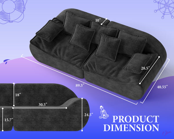 3-Seater Modular Sectional Sofa with Memory Foam — Dark Grey