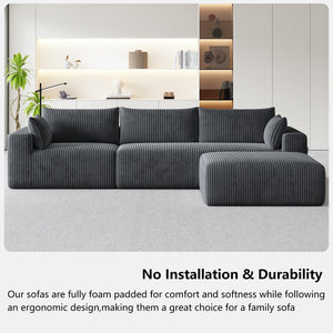 108" Modular L-Shaped Cloud Sectional Sofa with Deep Seat & Chaise