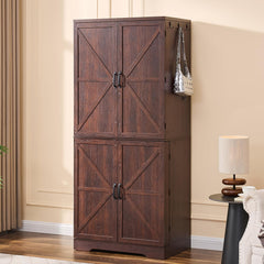 Armoire Wardrobe Closet with Hanging Rod, Shelves & Drawer