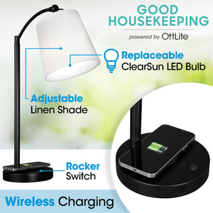 Adjustable LED Desk Lamp with Wireless Charging Pad