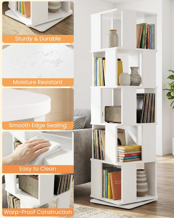 5-Tier Rotating Bookshelf Tower