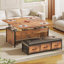 Lift Top Coffee Table Set with Storage & Ottoman Bench, 43"