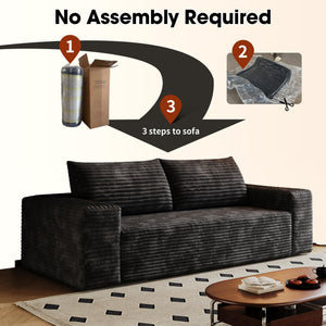 Corduroy Loveseat Boneless Sofa Couch – No Assembly, High-Density Foam