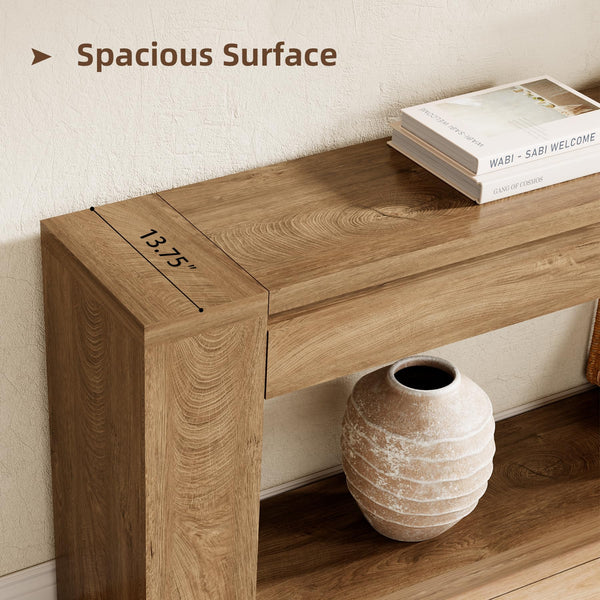Extra Long Console Table with 2 Drawers & Open Shelf