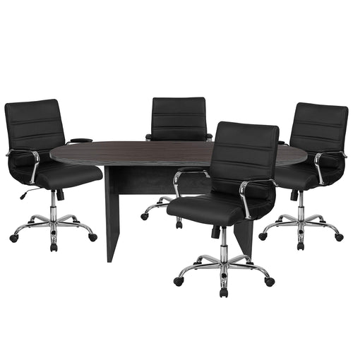 6-Piece Oval Conference Table Set with Executive Chairs