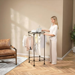 Round Garment Rack with Top Shelf