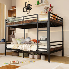 Twin Over Twin Metal Bunk Bed with Guard Rails