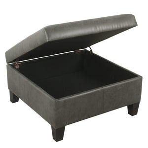 Large Square Faux Leather Storage Ottoman
