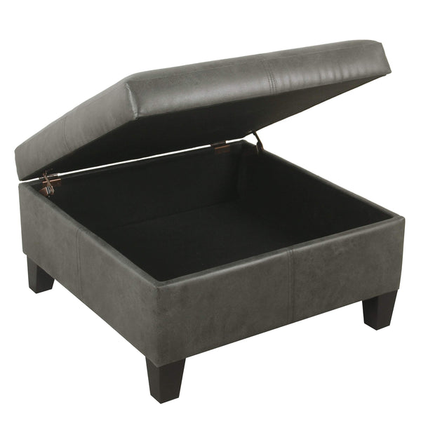 Large Square Faux Leather Storage Ottoman