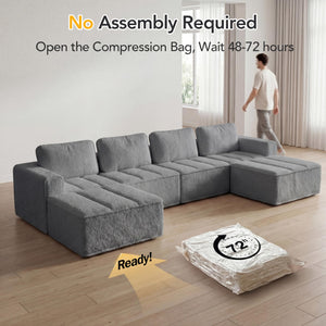 Modular Sectional Sofa with Ottoman – L-Shape & U-Shape, Cloud Couch, No Assembly