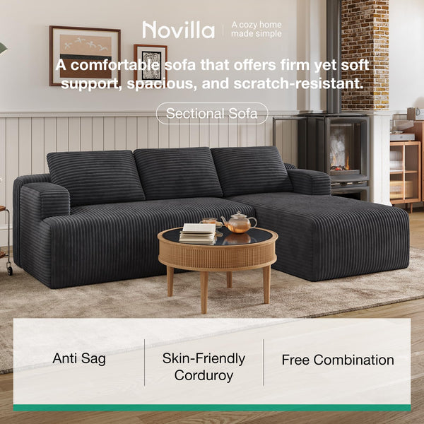 L-Shaped Modular Sectional Sofa with Coil Support