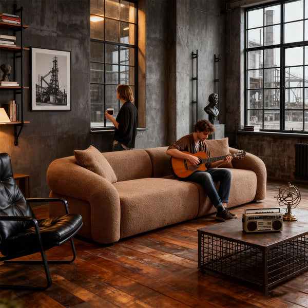 Modern Sectional Sofa 3-Seater with Curved Armrests