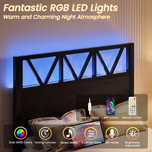 Twin XL Storage Bed Frame with LED Lights & Charging Station