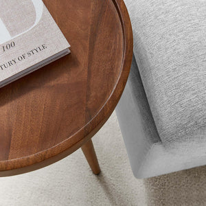 Round Wood Side Table with Tray Top