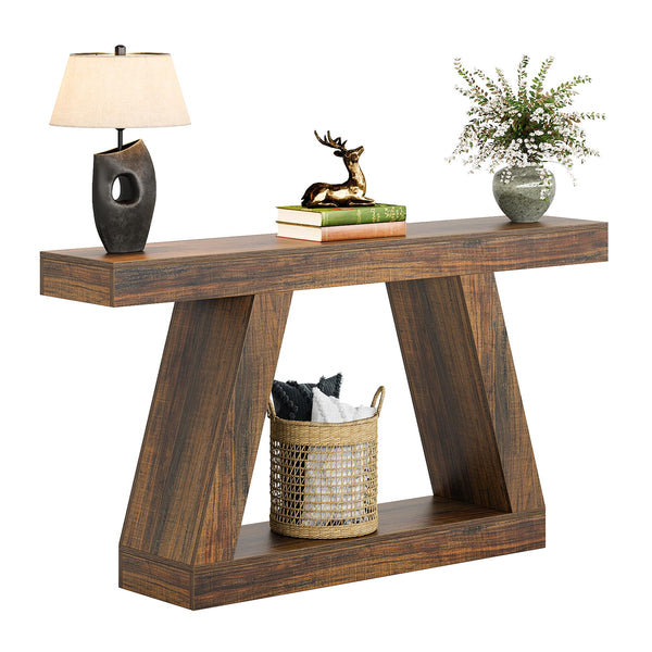 55-Inch Farmhouse Console Table with Storage