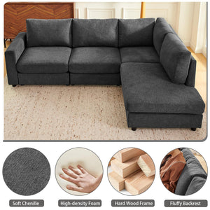 100" L-Shaped Chenille Sectional Sofa with Reversible Chaise