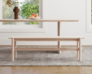 55" Solid Wood Farmhouse Bench – White Wash