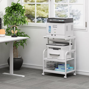 3-Tier Height Adjustable Printer Stand with Wheels