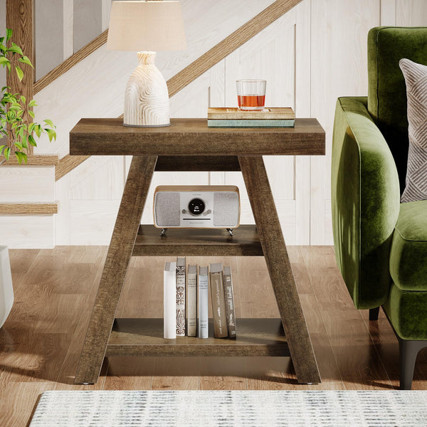 3-Tier Farmhouse End Table with Storage