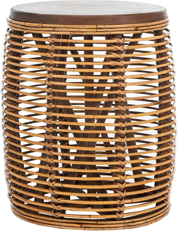 Safavieh Home Maui Coastal Natural Rattan Drum Stool Table