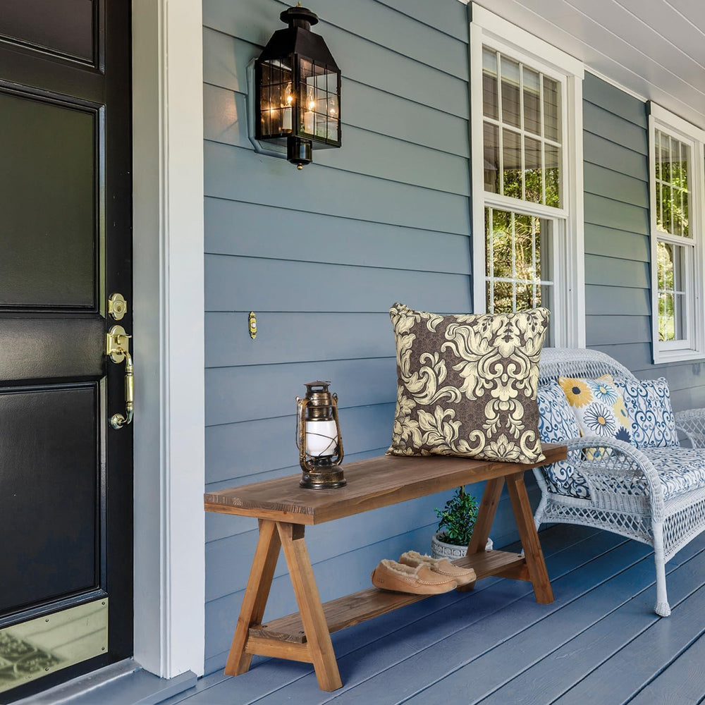 Farmhouse Wood Bench – Rustic Indoor Entryway Bench