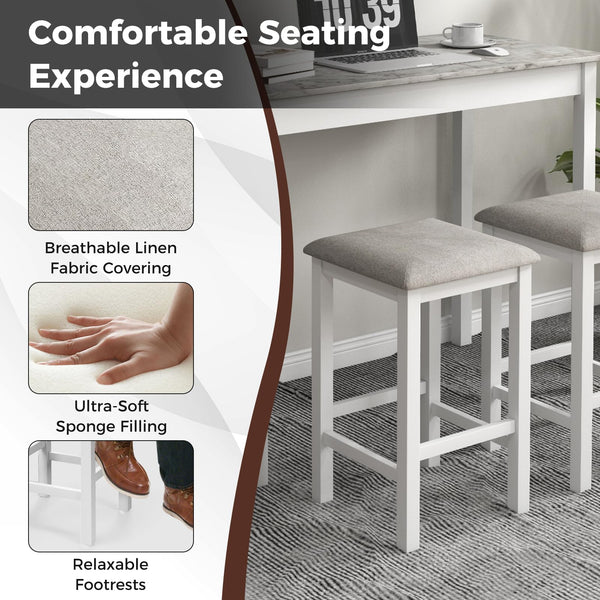 3-Piece Counter Height Dining Table Set with 2 Bar Stools