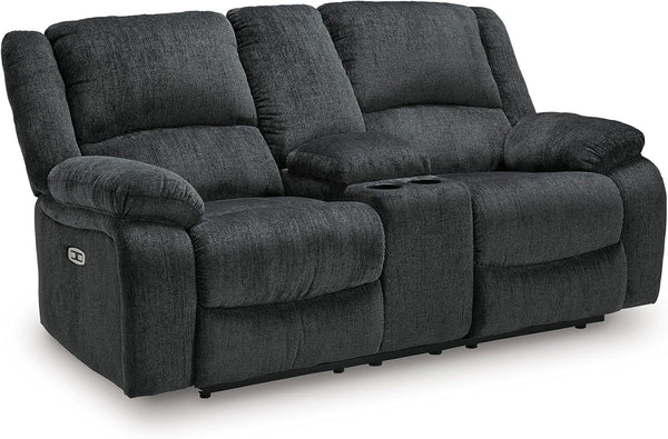 Dual Reclining Sofa with Pull Tab – Grey Chenille