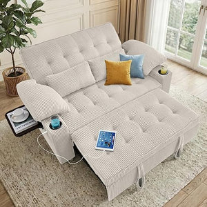 58" Convertible Sleeper Sofa Bed – Pull-Out Loveseat with Adjustable Backrest