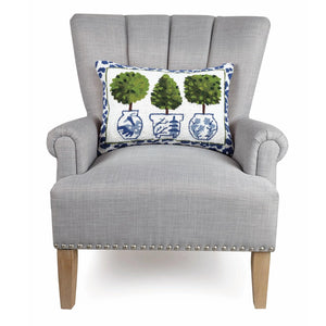 Topiary Hooked Wool Throw Pillow with Polyfill Insert – 20" x 14"