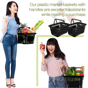 Plastic Shopping Baskets with Handles — Set of 20