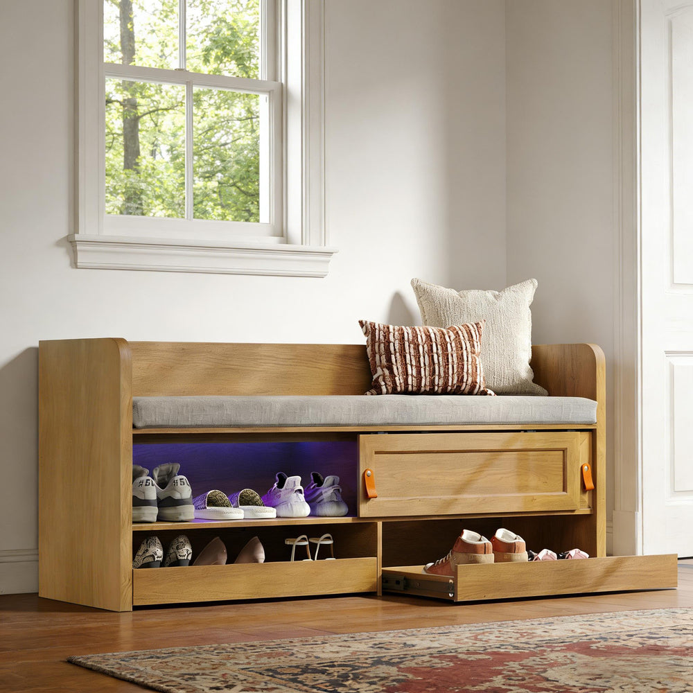 Entryway Bench with Storage & UV Shoe Organizer