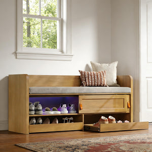 Entryway Bench with Storage & UV Shoe Organizer