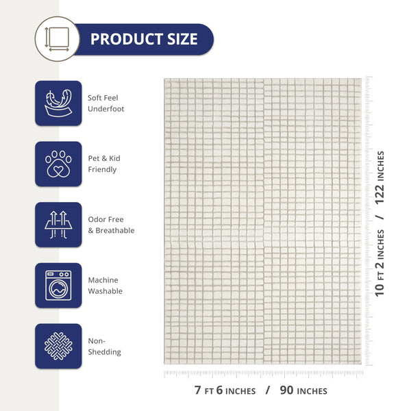 Cream Geometric Area Rug – Plush, Soft & Machine Washable