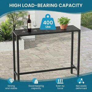 45-Inch Outdoor Bar Height Table – Carbon Steel Frame & Weatherproof HDPE Top