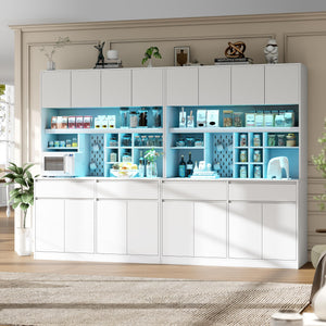 71" Tall Kitchen Pantry Cabinet with LED Light & Charging Station