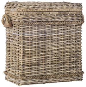 Grey Rattan Storage Hamper with Iron Frame