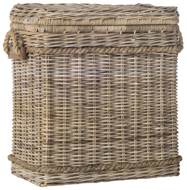 Grey Rattan Storage Hamper with Iron Frame