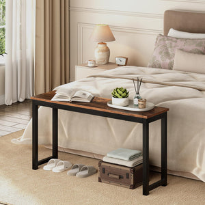 Industrial Dining Bench Set of 2 – Rustic Brown & Black Metal Frame