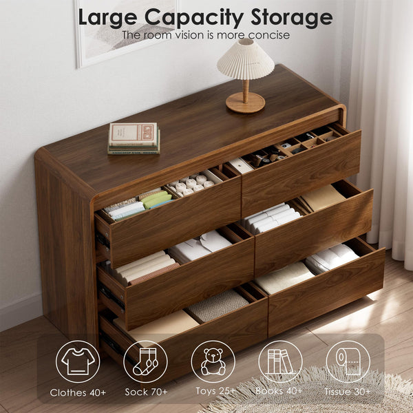 6-Drawer Dresser – Mid-Century Modern Walnut