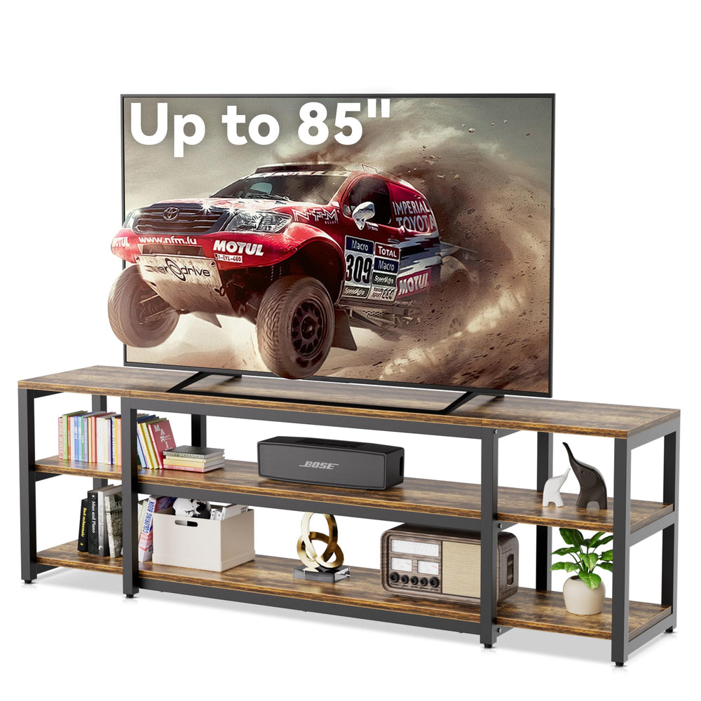 3-Tier TV Stand for 85 Inch TVs with Open Shelves