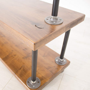 Industrial Pipe Clothing Rack with Wood Shelving