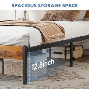 Metal Platform Bed Frame with Headboard and Footboard