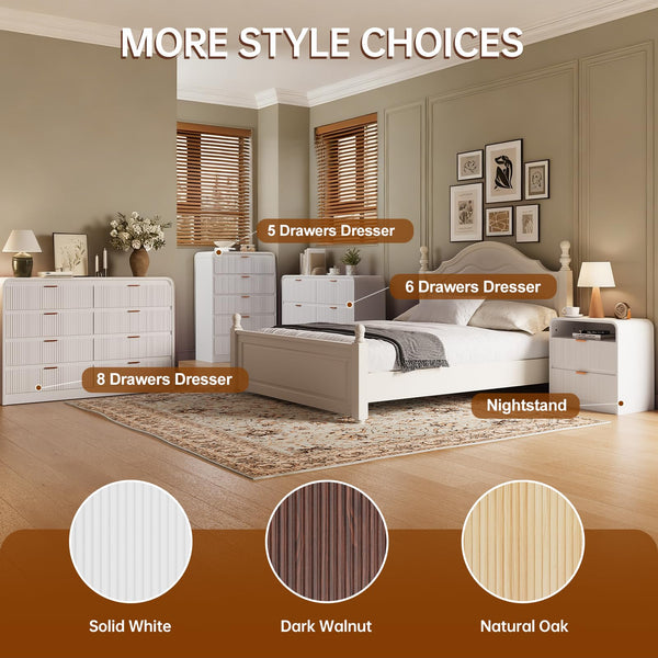 8-Drawer Fluted Dresser with Metal Handles