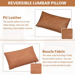 PU Leather Accent Armchair Set of 2 with Lumbar Pillow