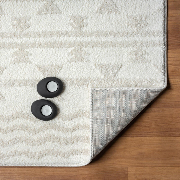 Cream Moroccan Area Rug – High-Low Pile, Stain-Resistant Polypropylene