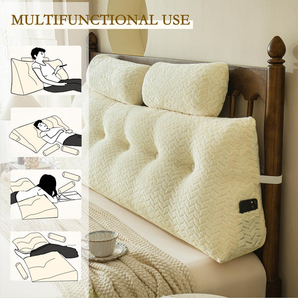 Wedge Backrest Pillow with Neck Roll Pillows – King, Full & Twin