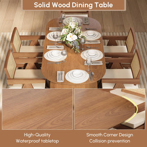 Oval Dining Table for 6 — Solid Pine Wood, Japandi Modern