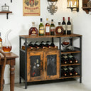 Wine Bar Cabinet with Glass Holder & Mesh Door