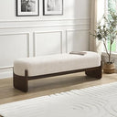 Rectangular Loop Yarn Ottoman Bench with Rubberwood Frame