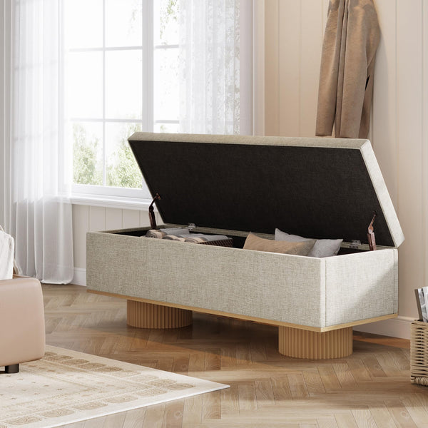 Storage Bench with Padded Seat & Flip-Up Storage